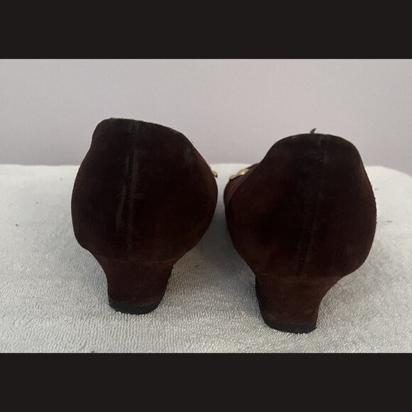 Man Made Kitten Heels SUEDE Brown Size 9 - Picture 3 of 5